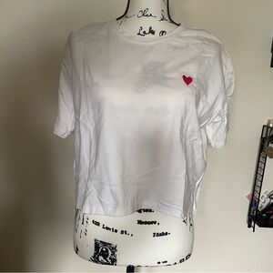 Heart embroidered crop t shirt